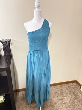 Elegant Teal One-Shoulder Dress